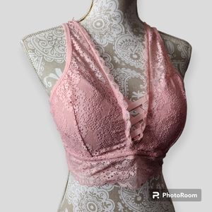 RENE ROFE Sexy Pink Lace Bralette size 1X
